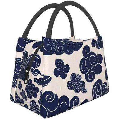 Tragbare isolierte Lunchtasche Vintage Glücksverheißende Wolken Wasserdichte Tragetasche Bento-Tasche für Büro Schule Wandern Strand Picknick Angeln