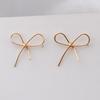 Girls Sweet Bow Knot Earrings Metal Hollow Out Golden Stud Earrings for Women Wedding Party Simple Jewelry Accessories