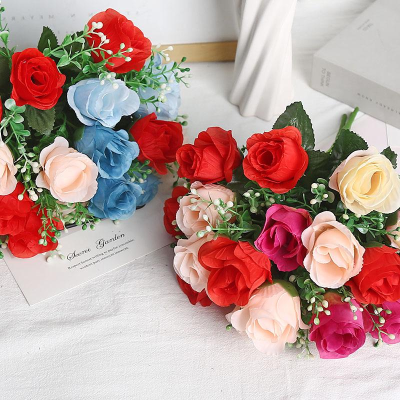 Simulated Flower Bouquet Fragrant Roses Finished Wedding Home Decoration High-end Vase Flower Arrangement Photography Props