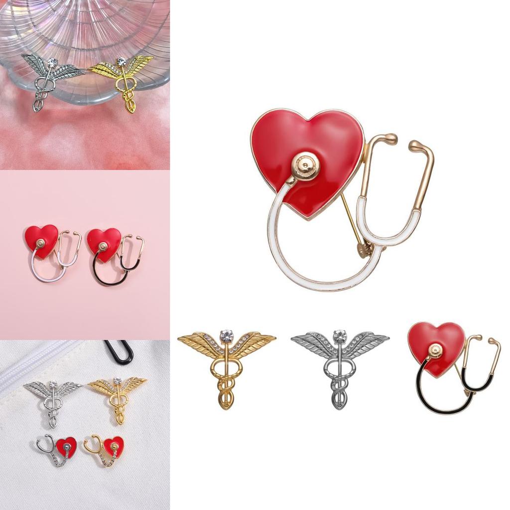 Unique Cartoon Style Medical Brooch Stethoscope And Ecg Design For Doctors And Nurses