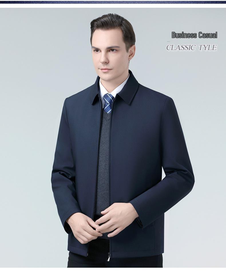 Men's Autumn Winter Duck Down Business Jacket - Middle-Aged Style, Warm Lapel Coat for Dad