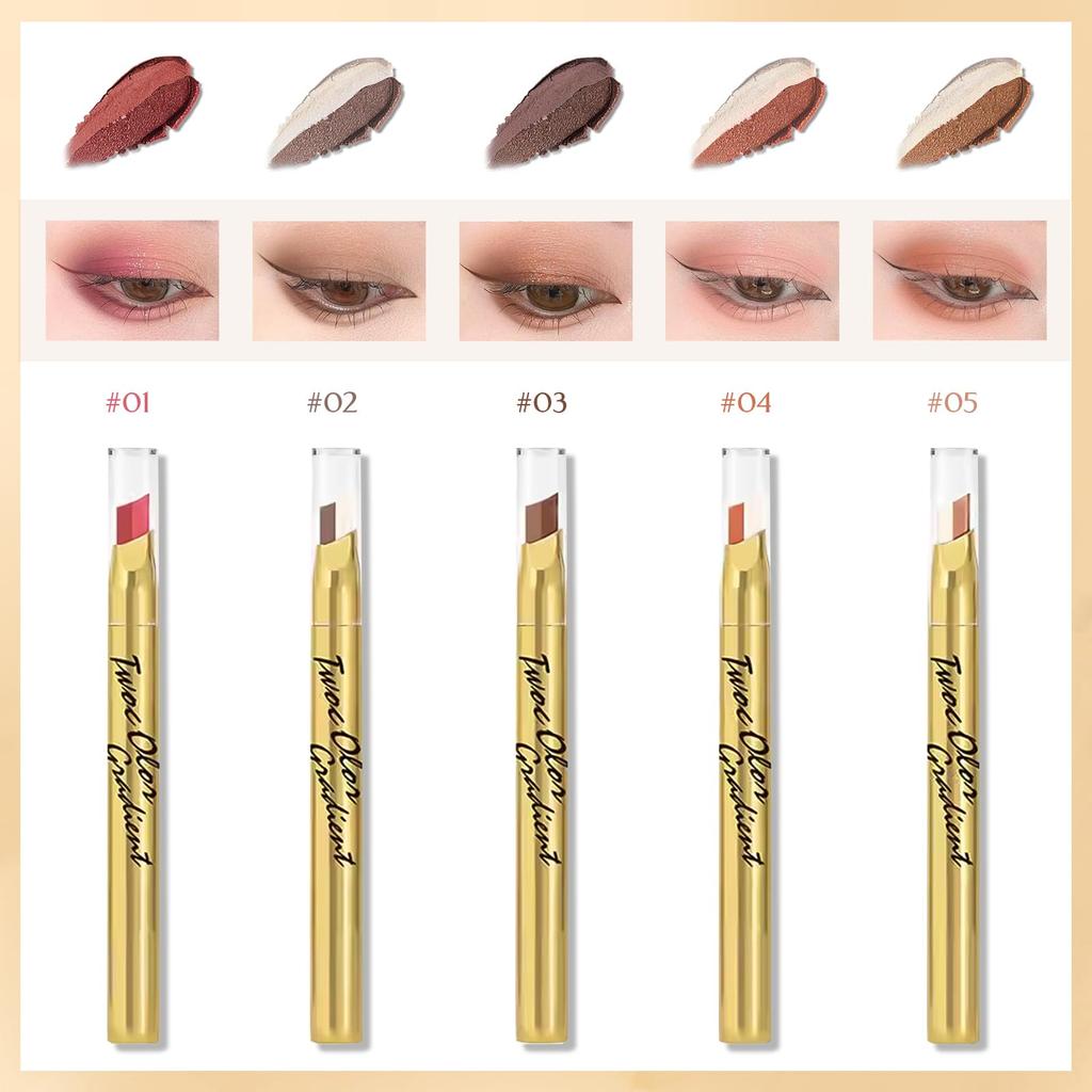 Gevlonecirly Eyeshadow Stick, Pencil, Crayon Type, Natural Makeup, Long-Lasting, Waterproof, and Smudge-Resistant, Perfect for Beginners, 2 Shades