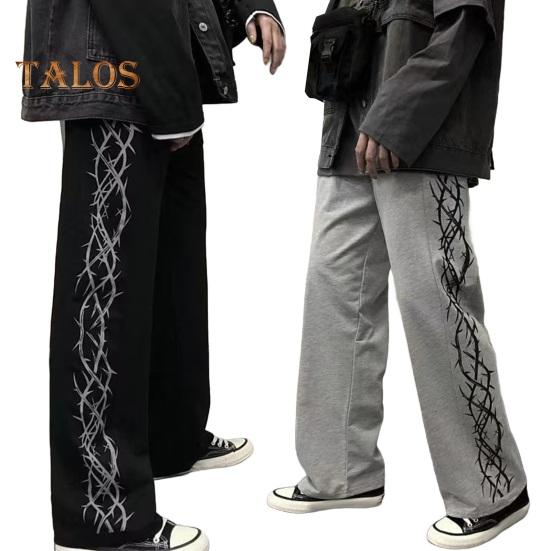 Pánské kalhoty Trn Potisk Široká noha Rovná Vysoký Street Styl Volný Retro Elastický pas Po celé délce Mladistvý teenager Cestování Outdoor Dlouhé kalhoty