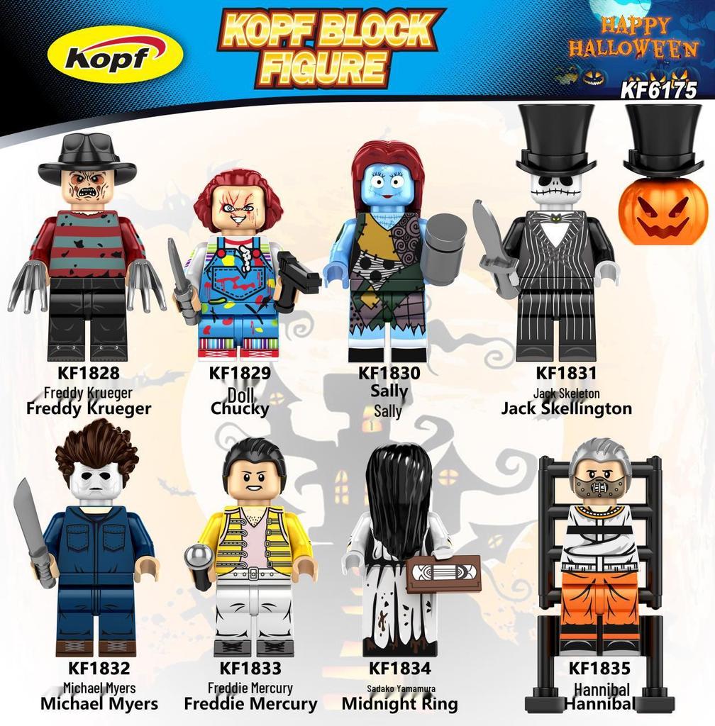 Halloween Pumpkin Zombie Minifigure Building Blocks Toy Set KF6175 6176 PG8171 PG8174.