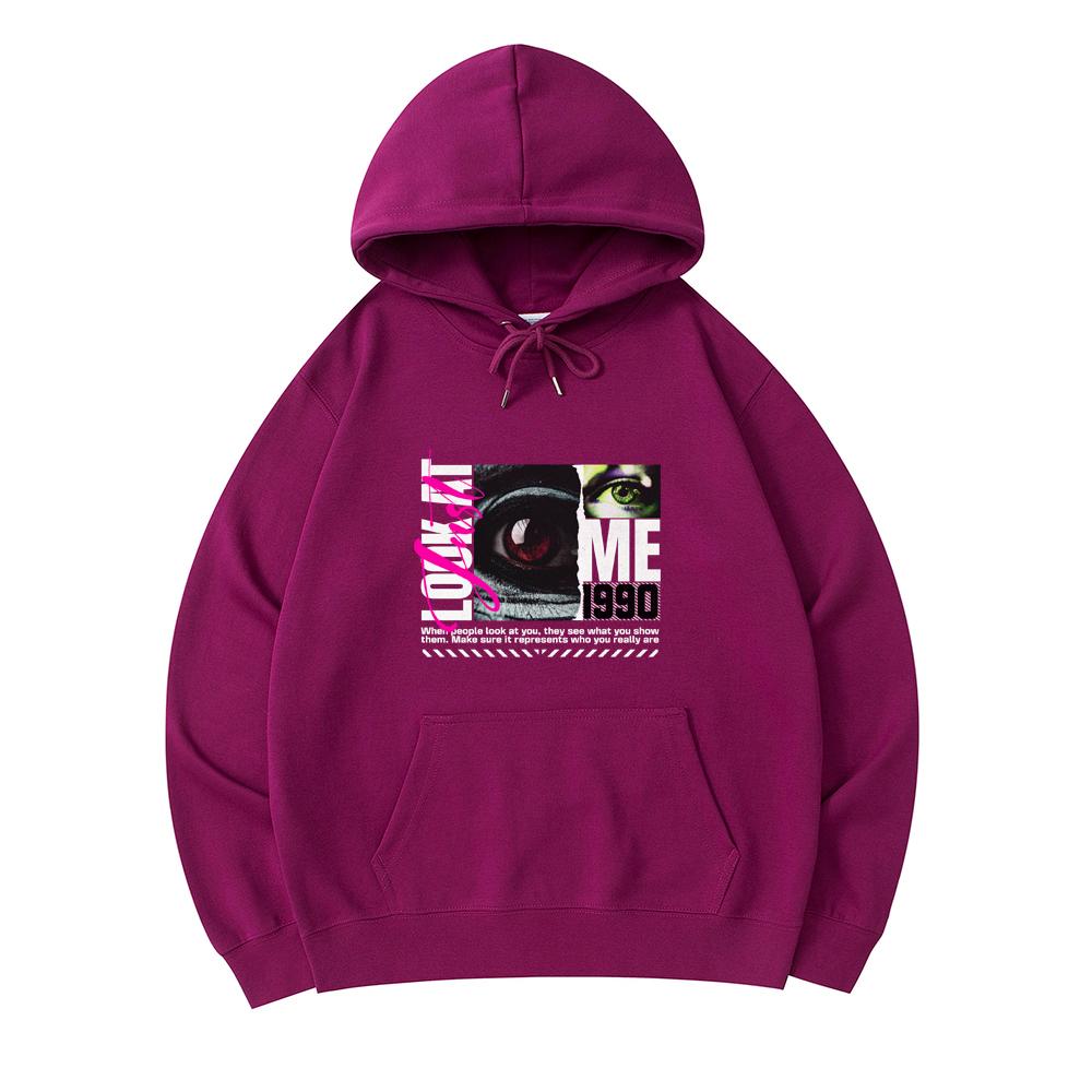 

300 г/м² Мужские хлопковые толстовки с капюшоном Just Look At Me Print Премиум-хлопковая толстовка XS армия зеленый