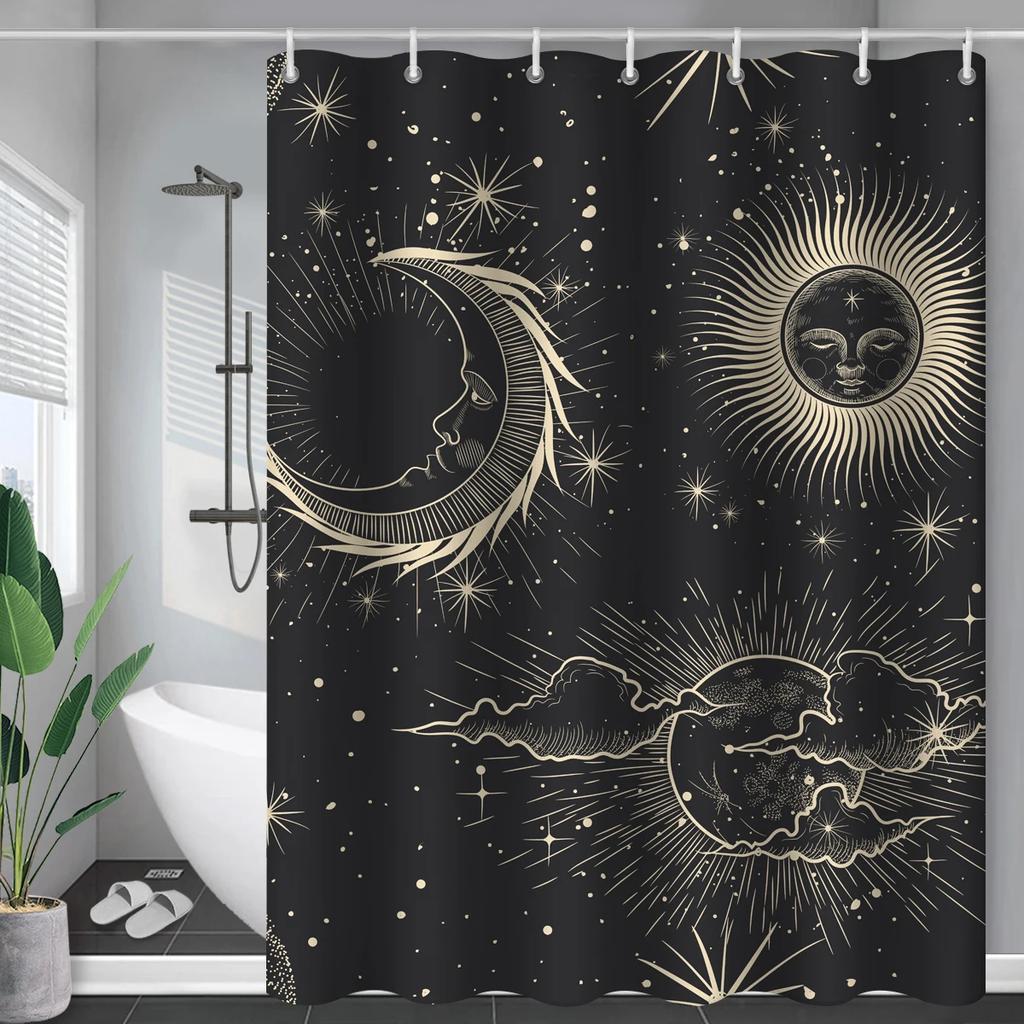 Constellation Fabric Shower Bath Curtain Blush Sun And Moon Phrase Modern Abstract Mysticism Waterproof Bathroom Accessories