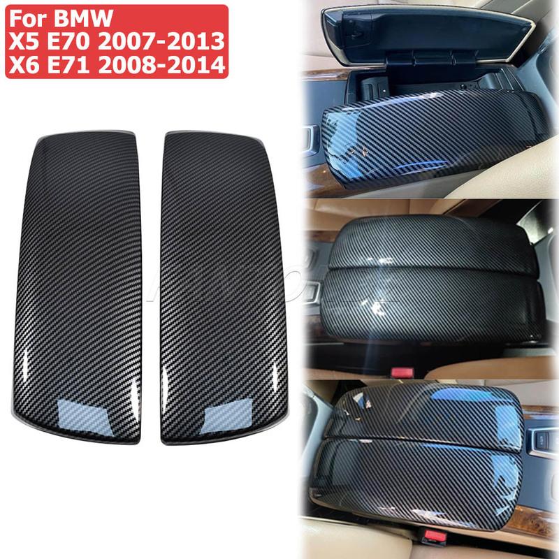 LHD/RHD Car Center Armrest Console Box Trim Cover For BMW X5 E70 2007-2013 / X6 E71 2008-2014 Carbon Fiber Look