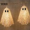 Easy Hanging Ghost String Garland 6.6FT Halloween Light Up Garland, Lace LED Fairy Light, Cozy Autumn Home Decorations Spooky Bunting Banner
