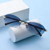 Retro Oval Women Sunglasses Brand Designer Rimless Clear Ocean Gradient Lens Shades UV400 Men Sun Glasses Lentes  Mujer