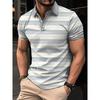 Summer Men's Short Clothes Sleeved Lapel 3D Digital Printed Striped Polo Shirt Man's Business Casual Top Clothes Oversized