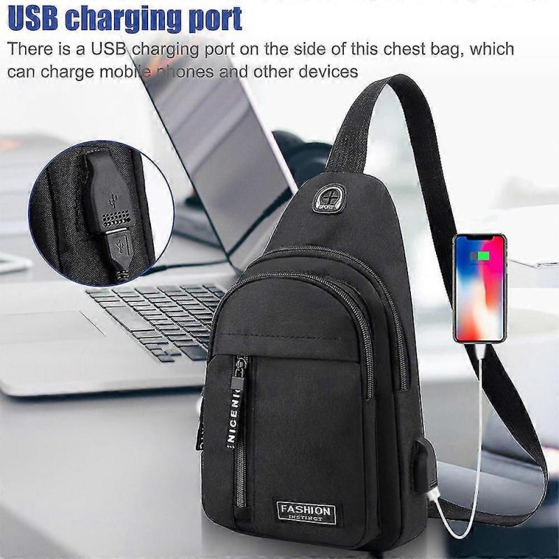 New Backpack Waterproof Shoulder Crossbody Chest Bag Usb Port Men Boy Travel Handbag