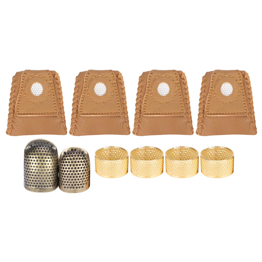 Adjustable Sewing Thimble Brass Sheepskin Fingers Protection Set Handcraft Supplies Accessory