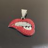 Men's Trendy Cuban Chain: Full Diamond Red Lip Pendant Necklace