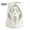 Desktop Storage Organizer Halloween Ghost Face Candy Bucket, 3D Printed Trick or Treat Snack Holder, Ornament Spooky Screaming for Indoor Home,