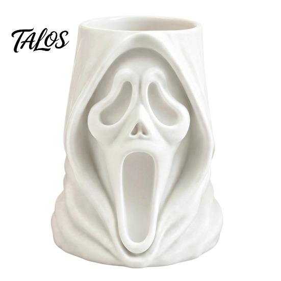 Desktop Storage Organizer Halloween Ghost Face Candy Bucket, 3D Printed Trick or Treat Snack Holder, Ornament Spooky Screaming for Indoor Home,