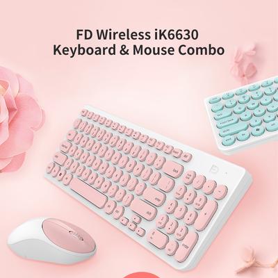 Round Punk Mouse /& Keyboard with Silent Clicking//Noiseless Keys Pink 4 Colors for You to Choose White,Yellow,Green,Pink Magnetion Mini Candy Colored Frosted Wireless Keyboard /& Mouse Combo