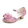 Children Princess Sandals Kids Girls Wedding Shoes High Heels Dress Shoes Bowtie Purple Pink Blue Silver Shoes For Girls