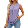 Women Solid Color V Neck Sleeveless Perforated Loose Casual Summer Tank Top