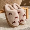 Bow cotton slippers women's autumn and winter new indoor home non-slip thick bottom warm plush cotton mop