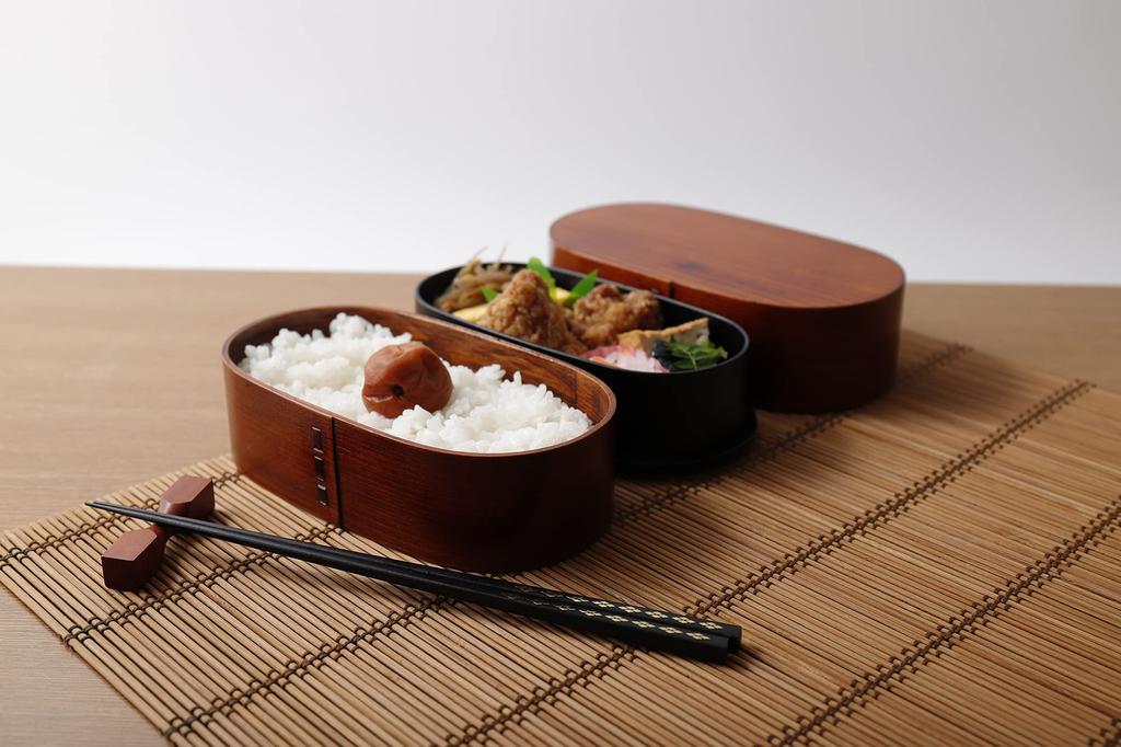 Osaka Choseido Magewappa Bento 2 with Lid and Includes Lunch Free Gift Box, Tiers, 800cc, Inner, Beige, Band,