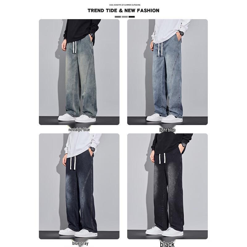 MARK FAIRWHALE Men's Straight-Leg Loose Retro Workwear Jeans