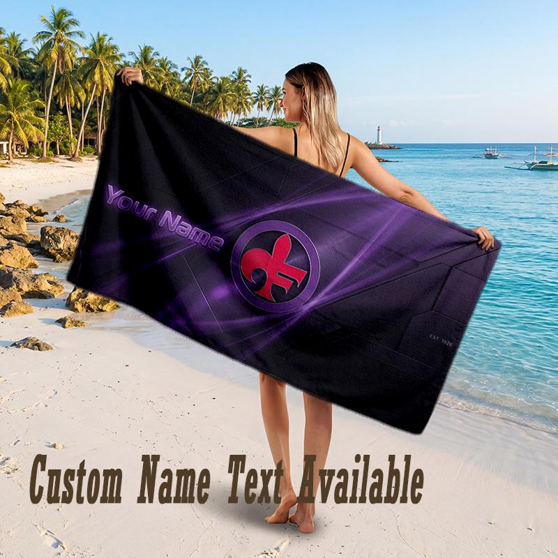Fiorentina FC Design Beach Towel Custom Text Large Towel for Beach Vacation