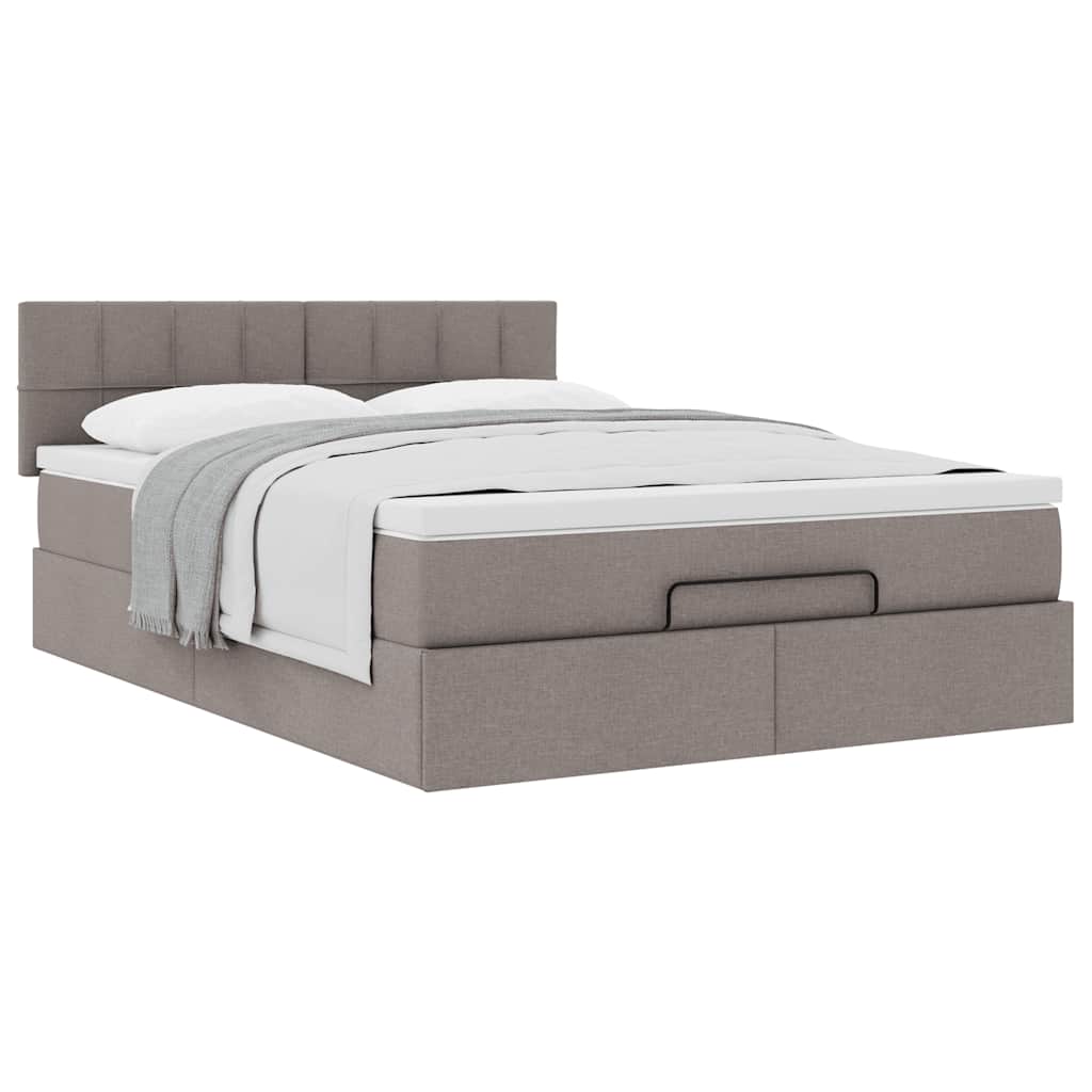 Ottoman Bed with Mattress Taupe 140x190 Cm Fabric