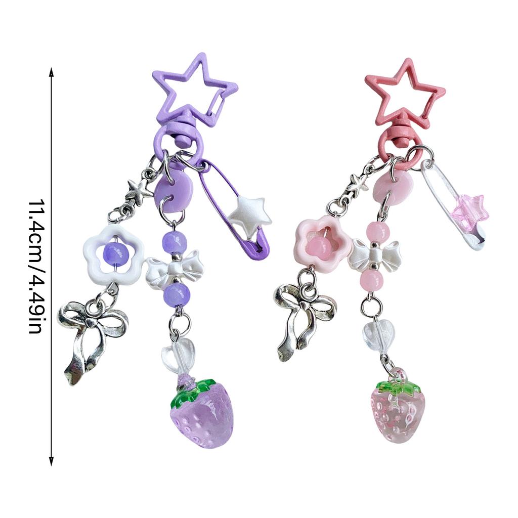 Stylish Love Star Pendant Bowknot Keychain Accessory Stylish Key Holder for Women Sturdy Alloy Car Key Pendant