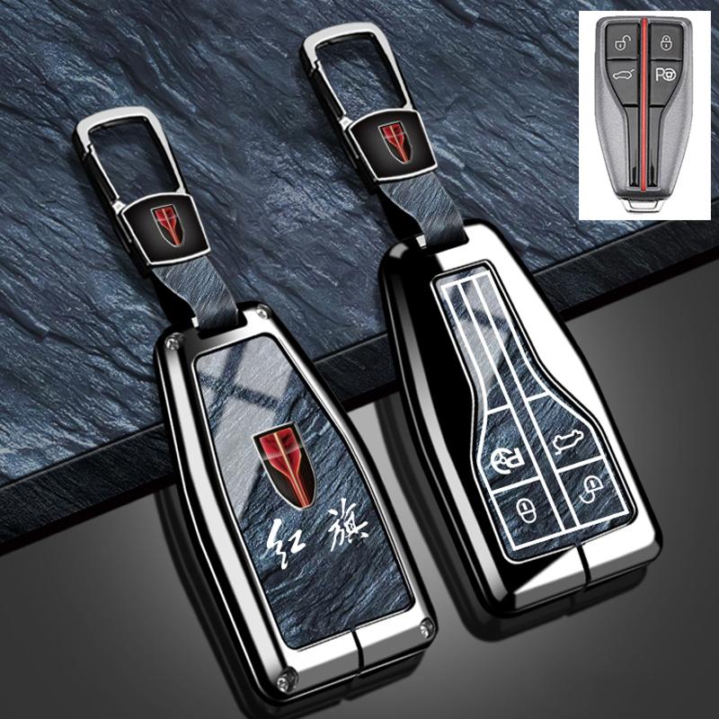New Fashion Auto Key Fob Cover Case Fit For Hongqi Hs5 H5 H9 Series Hs7 H7 Series L5 Hs3 L9 Series Zinc Alloy Tpu Stone Pattern Protector Key Ring