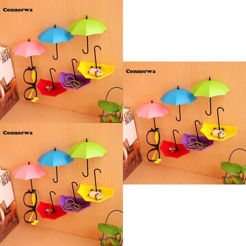 Plastic Creative Umbrella Hook Set With Strong Adhesive No Trace Wall Mount For Kitchen Bathroom Decor