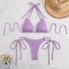 Sexy Black Drawstring Side High Waist Bikinis Sets Women Double Strap Micro Swimsuit 2025 Beach Bathing Suit Two Piece Swimwear