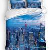 Urban 3pcs Bedding Set Manhattan Sunset Skyline New York City Duvet Cover Set Bed Set Quilt Cover Pillow Case Comforter Cover