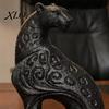 Luxury Desktop Art Decoration 3D Printed Hollow Leopard Figurine, Modern Abstract Cheetah Sculpture Contemporary Room Ornament for Desk Shelf,