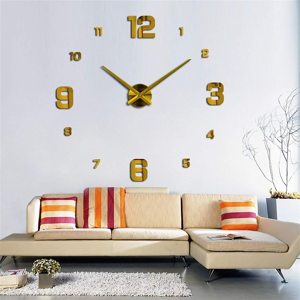 3D Digital Wall Clock Frameless Wall Clocks Wall Stickers For Home Living Room Decor Quartz Needle Self Adhesive Hanging Watch