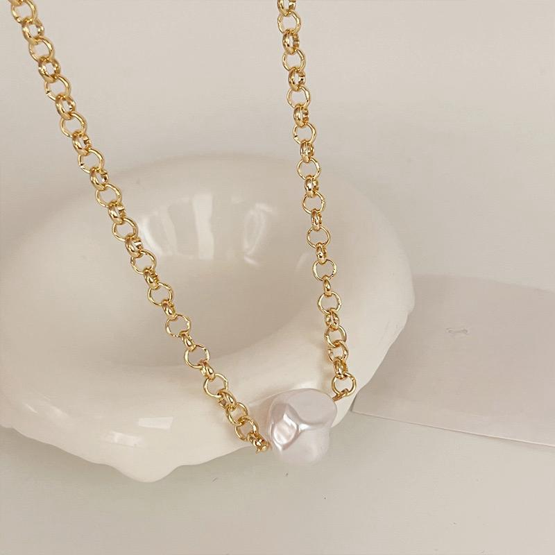 Europäische & Amerikanische Mode Klobige Kette Barockperle Hip Hop Halskette für Damen