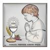 Silver Picture Souvenir of the First Holy Communion with a Boy Colorful Engraving Ds48-Co 7 X 7