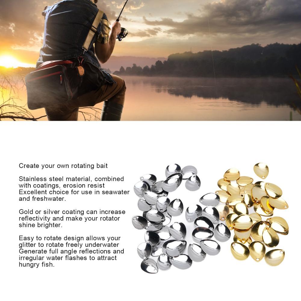80PCS Gold and Silver Fishing Spoon Rigs with Box Fishing Spinner Blades Fishing Lure Accessories