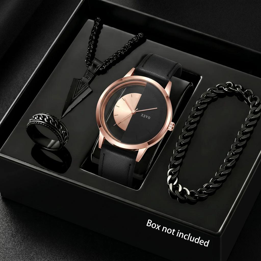 2025 Autumn New Men's Watch, Light Luxury, Niche, High-End, Simple and Fashionable Quartz Wristwatch with Black Large Dial