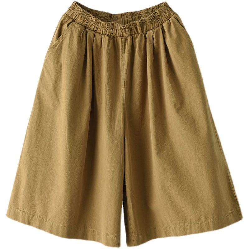 Women's Monochromatic Wide Leg Culottes, Elegant Loose Clothes, All-match, Thin Wide Leg, Casual, Summer Fashion, Temperament