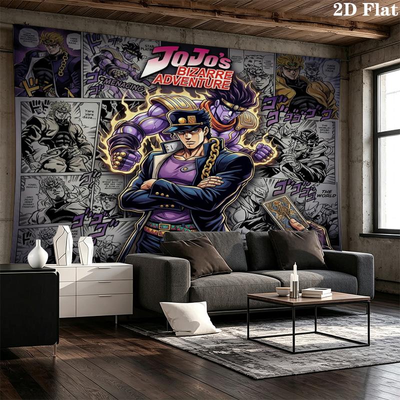 Jojos Bizarre Adventure Wall Tapestry Aesthetic Wall Hanging Printed Fabric Blanket Decorative Tapestries For Bedroom Living Room Home Decor