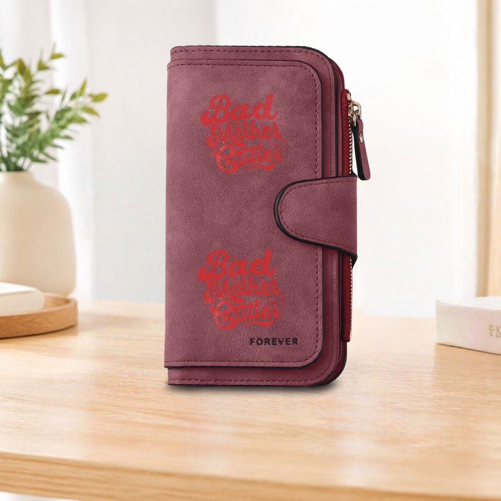 Bad Mother Fatter long zipper wallet, large-capacity card holder, unisex clutch bag, stylish zippered coin purse, suitable for daily use, a great