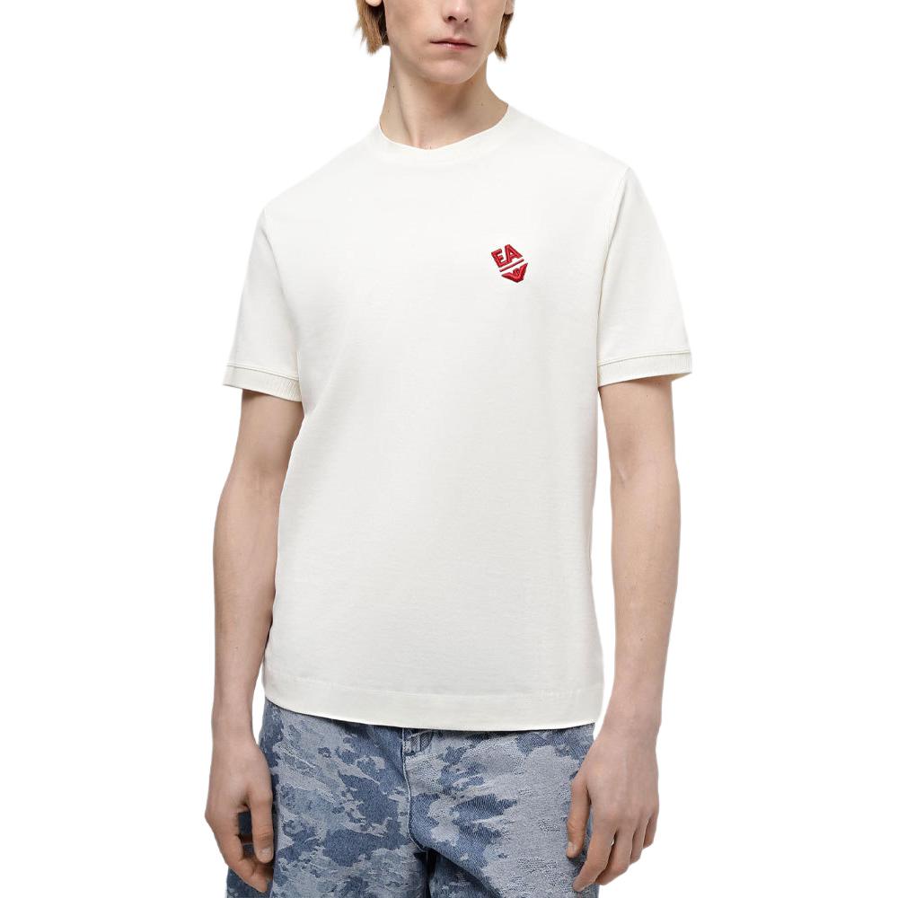 Emporio Armani Ss24 Eagle Logo Embroidered Pullover Short Sleeve T-Shirt Men Tops Light-Beige 3D1TN3-1JOCZ-0158