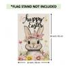 Happy Easter Bunny Garden Flag, Double-Sided Polyester, with Cute Rabbit & Floral Design, for Outdoor & Indoor Decor, Yard, Home