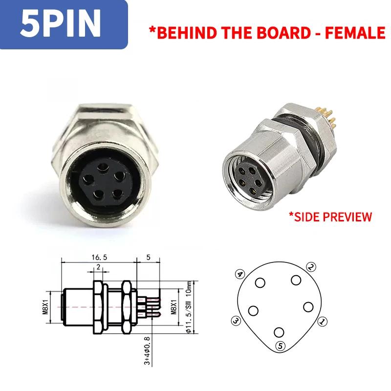 M8 waterproof connector - 3P4P male female M8 waterproof aviation plug socket sensor cable connector