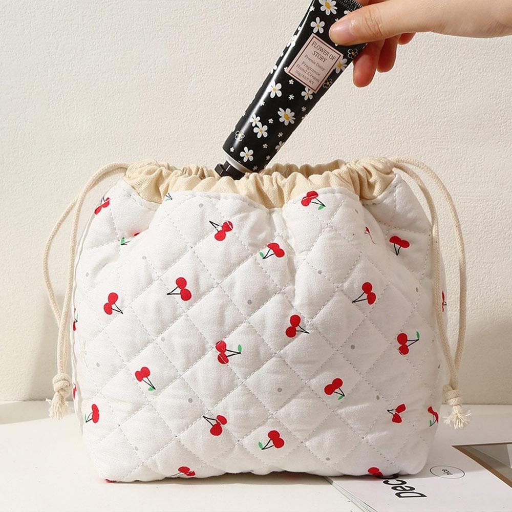 Trendy Bowknot Drawstring Makeup Bag Lightweight Large Capacity Cosmetic Storage Bag Bath Toiletry Handbag