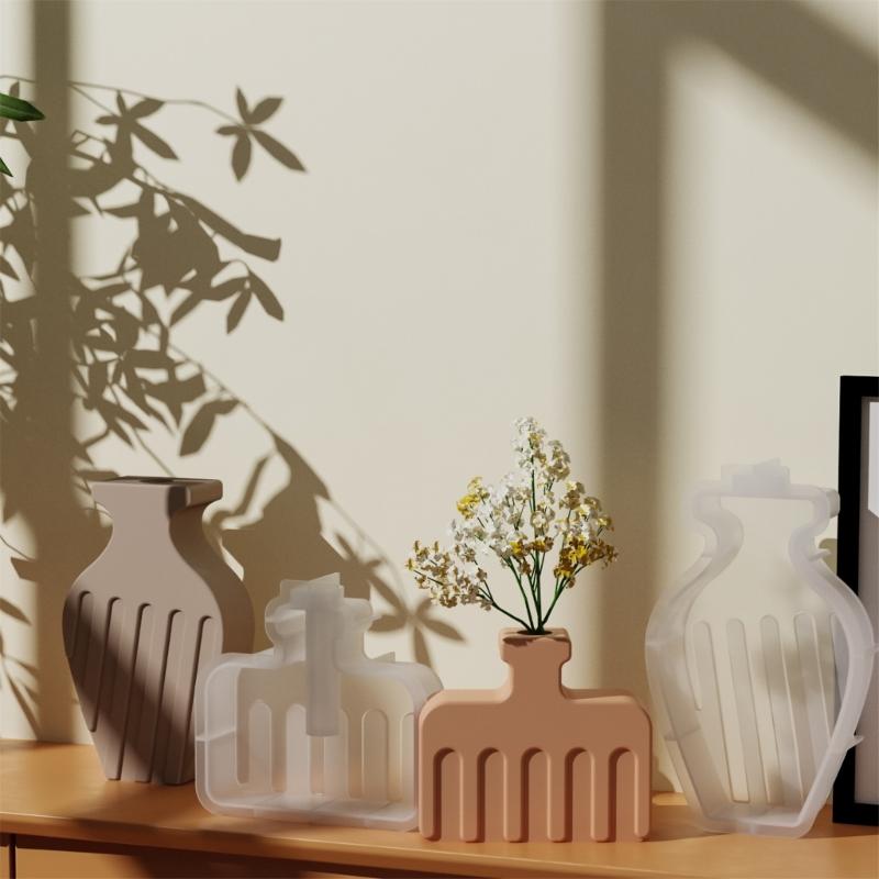 Simple Vase Silicone Molds Planter Molds Home Decors Cement Crafting Molds Silicone Sculpture Molds for Making Flowerpot
