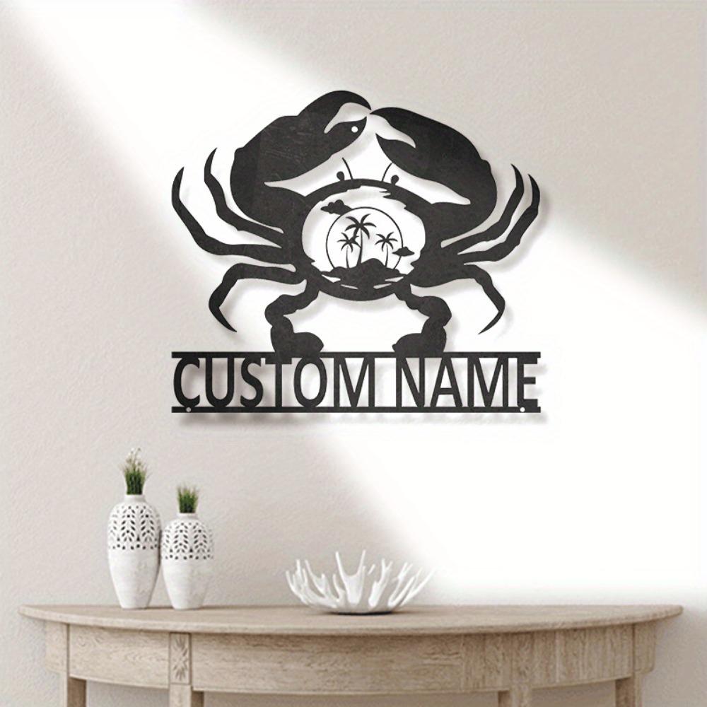 Vintage Beach Crab Metal Wall Art Outdoor Home Decor Sign
