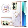For Xiaomi Redmi Note 13 4G Case with Ring Kickstand Marble Pattern Electroplating TPU Back Cover