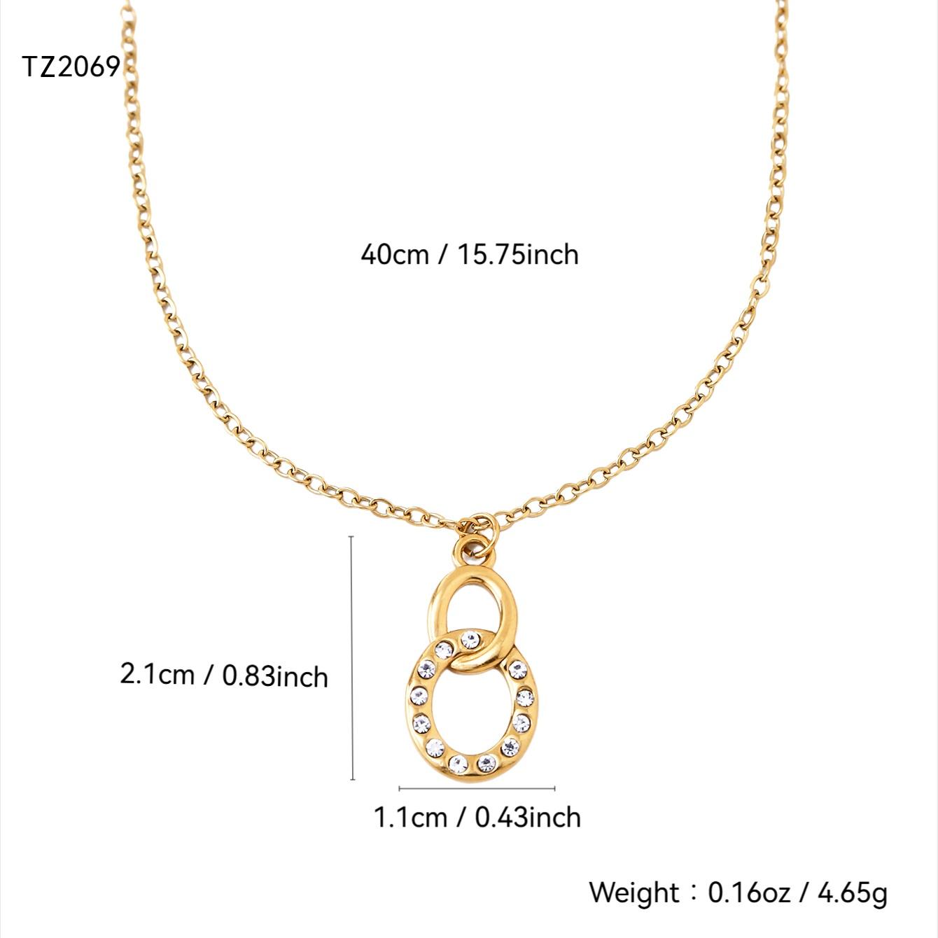 

Корейская Мода Простой Темперамент Легкая Роскошь Нержавеющая Сталь Позолота 18К Кольцо с Бриллиантом Подвеска Ожерелье Женское