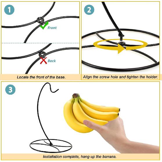 1-Pack Banana Holder Stand, Sturdy Banana Hanger Hook for Kitchen Countertop, Metal Modern Banana Stand Banana Rack, Keep Fresh for 15LB Banana or